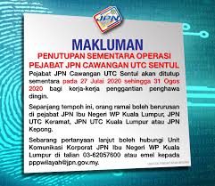 Rom (registration of marriage) at jpn (jabatan pendaftaran negara), putrajaya. Jpn Malaysia On Twitter Makluman Penutupan Sementara Operasi Pejabat Jpn Cawangan Utc Sentul Pejabat Jpn Cawangan Utc Sentul Akan Ditutup Sementara Pada 27 Julai 2020 Sehingga 31 Ogos 2020 Bagi Kerja Kerja