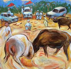 Brahman bulls for sale on ranch world ads. Bull Fight At Fujairah Middle East Painting By Stephane Laurent Saatchi Art