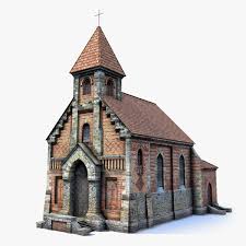 Ow Poly Game 3d Model Of Brick Cathedral Building Concept Fantasy House Minecraft Architecture