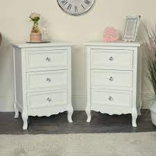 The table comes with two drawers and a cabinet that are both great for storing items. Pair Of White 3 Drawer Bedside Tables Victoria Range