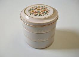Empty tin cans for food packing (1) changeable 50g weed easy open packing tin cans with two pieces metal tin box size 65mm diameter, 30mm height material food grade tin cans + alu eoe +black plastic lid. Fabcraft Floral Stackable Tin Cans Vintage Daisy Flowers Etsy Decorative Tin Tin Can Floral
