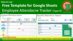 Description this monthly employee timesheet from someka is an aesthetically appealing excel spreadsheet model. Free Template Google Sheet Employee Attendance Tracking Type R Version 1 0 Youtube