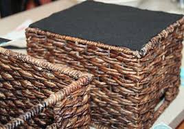 Hot Glue Felt To Bottom Of Baskets To Keep Them From Scratching Furniture Furniture Scratches Diy Dvd Organization