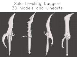 Solo Leveling Daggers 3D Models and Linearts - Etsy