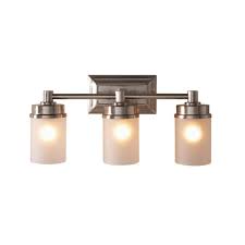 Hampton bay lighting landscape lighting. Hampton Bay Cade 3 Light Frosted Glass Shades Brushed Nickel Finish Vanity Light New Open Box