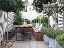 Contemporary Wooden Table And Benches Rear Garden Design London Courtyard Gardens Design Small Courtyard Gardens Garden Design London