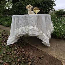 Double Ruffle Linen Tablecloth Ruffled Table Cloth Multi Etsy In 2020 Table Cloth Ruffled Tablecloth Linen Tablecloth