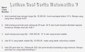 Artikel kali ini akan membahas kumpulan soal bahasa indonesia kelas 1 sd semester 1.selama pembelajaran jarak jauh (pjj), para siswa harus sering berlatih mengerjakan berbagai latihan soal untuk lebih siap menghadapi ujian. Soal Cerita Matematika Sd Kelas 5 Soalujian Net