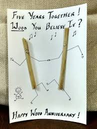 Skip the ordinary & find extraordinary wood anniversary gifts they'll cherish for years to come. Diy Wood Anniversary Card 5th Wedding Anniversary Card Wood Stick Figure Puns Diy Anniversary Wood Anniversary Wedding Anniversary Cards Anniversary Diy