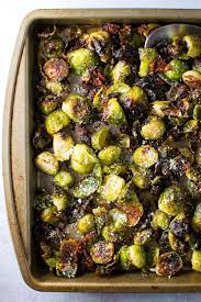 Roasted Brussels Sprouts With Bacon Parmesan Cheese Recipe Brussel Sprout Recipes Roasted Bacon Brussel Sprouts Sprout Recipes