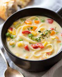 Creamy Vegetable Soup With Noodles Recipe Creamy Vegetable Soups Vegetable Noodle Soup Cream Of Vegetable Soup