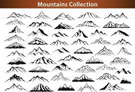 Different Mountain Ranges Silhouette Collection Set Mountain Drawing Mountain Range Tattoo Mountain Illustration