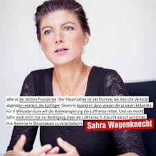 Sahra wagenknecht ist eine deutsche promovierte volkswirtin, publizistin und politikerin. Sahra Wagenknecht Steuerzahler Rettet Lufthansa Mit 9 Milliarden Euro Obwohl Die Ganze Fluglinie Nur 4 Milliarden Wert Ist Dortmund