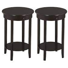 Yaheetech 2 Pcs Round Sofa Side End Table With Drawer Wood Beside Console Table For Small Spaces Living Room Tall Coffee Accent Tables Espresso Walmart Com Walmart Com