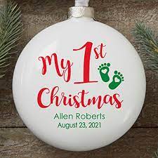 Personalized Baby S First Christmas Ornament Deluxe Slim Globe