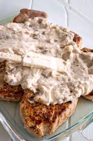 Pbrown your pork chops in a pan with just a little butter salt & pepper very well place browned pork chops in a crock pot with two cans of cream of mushroom soup. Cream Of Mushroom Pork Chops Baked Kitchen Gidget