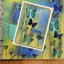 Art Journal Page And Matching Card Using Darkroom Door Butterfly Garden Border Stamp Projects By Gail