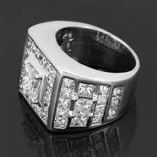 14k White Solid Gold Mens Custom Diamond Ring Rings For Men Custom Diamond Rings Mens Jewelry