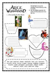 English Worksheet Alice In Wonderland Alice In Wonderland Book Alice In Wonderland Alice