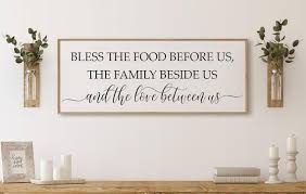 Bless The Food Before Us Wood Sign Dining Room Wall Etsy Dining Room Wall Decor Dining Room Walls Kitchen Wall Decor