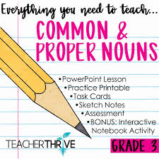 Names of people, places and things. Third Grade Grammar Common And Proper Nouns Teacher Thrive