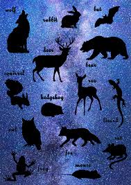 Forest Animals Night Sky Silhouette Night Scene Painting Silhouette Art Night Skies