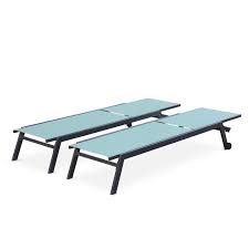Maybe you would like to learn more about one of these? Set Of 2 Elsa Sun Loungers In Grey Aluminium And Sage Green Textilene Adjustable Loungers With Wheels