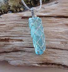 Blue Seed Lemurian Aqua Aura Crystal Necklace Protection Etsy Christmas Gift Jewelry Aqua Aura Crystal Jewelry