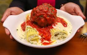 Olive Garden S Newest Pasta Dish Comes With A Giant 12 Ounce Meatball Olive Garden Manicotti Recipe Pasta Dishes Olive Garden Meatballs Recipe