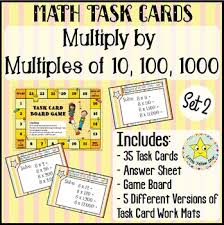 Math Task Cardsmultiply By Multiples Of 10 100 1000 Set 2 35 Task Cards This Includes Numbers From 1 12 Multiplying Math Task Cards Math Tasks Task Cards