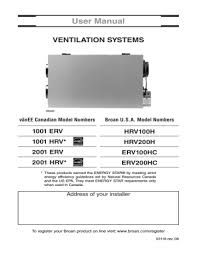 When to change your hrv from high to low? Broan Hrv100h User Manual Manualzz