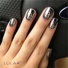 2pc Silver Mirror Effect Fashion Metal Nail Polish Varnish Top Coat Metallic Nails Art Tips Nail Polish Set Metallic Nail Art Metallic Nails Mirror Nails