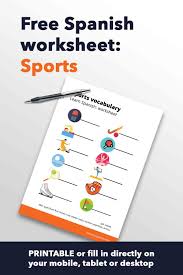 free spanish worksheet sports free printable and pdf