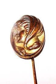 Art Nouveau Lady Face Stick Pin Etched Gold Metal 3 L Etsy Art Nouveau Vintage Art Deco Woman Face