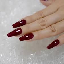 It may be each conventional and stylish, harmless and harmful. Tapered Coffin Nails Long Size Square Maroon Dark Red Acrylic Artificial False Nails Manicure Tips R In 2021 Coffin Nails Long Red Nails Dark Red Nails