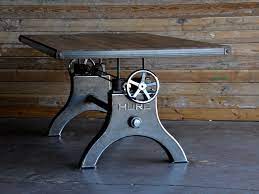 It's top measures w x 58 in. Hure Crank Table Vintage Industrial Furniture