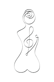 Music Lover Woman Line Art Mini Art Print By Lea Oliver Without Stand 3 X 4 Line Art Drawings Line Art Design Music Art Drawing