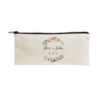 Personalized Cotton Pencil Pouch with Black Zipper