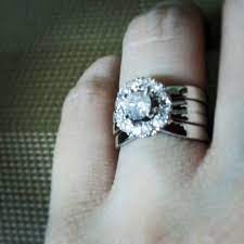 Enhanced My Engagement Ring By Redesigning My Old Wedding Ring To Make This Lovely Two Piece Circular Wedding Ring Ring Fit My Engagement Ring Wedding Rings