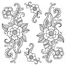 Henna Tattoo Flower Template Mehndi Style Set Of Ornamental Henna Drawings Mehndi Flower Henna Designs Drawing