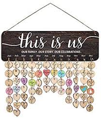 Amazon Com Zhuper Birthday Reminder Wall Hanging This Is Us Birthday Anniversary Calendar Board W In 2020 Birthday Calendar Family Birthday Calendar Birthday Reminder