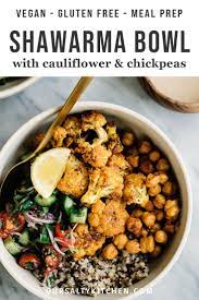 Cauliflower Shawarma Grain Bowl With Crispy Chickpeas Recipe Tasty Vegetarian Recipes Recipes Gluten Free Meal Prep