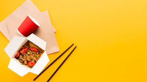 Free Photo Yellow Background With Chinese Food