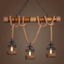 Amerikan Country Retro Bambu Uc Bas Halat Kolye Sanayi Bar Cafe Restaurant Suspansiyon Armaturler Isik Fixutres China Mainland Avize Egimli Ahsap Asma Lamba