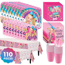 Jojo Siwa Birthday Party Tableware Kit For 16 110 Pcs With Table Cover Plates Napkins Cups Walmart Com In 2020 Jojo Siwa Birthday Kids Birthday Party Supplies Birthday Party Supplies