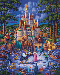 Disney Beauty And The Beast Finding Love Dowdle Folk Art Limited Edition Painting Cute Disney Wallpaper Disney Beauty And The Beast Disney Art