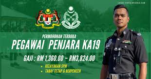 Profesi sipir penjara jadi salah satu formasi favorit di cpns kementerian hukum dan ham (kemenkumham) tahun anggaran syarat untuk mendaftar menjadi sipir penjara juga bisa dengan ijazah sma atau sederajat. Permohonan Terbuka Jawatan Kosong Pegawai Penjara Gred Ka19 My Kerja