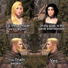 Maybe you would like to learn more about one of these? Ew They Remade Us In Skyrim Soyjaks Vs Chads Know Your Meme