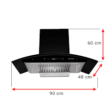 The duct size for this unit is 7 inches. Faber 90 Cm 1500 M Hr Auto Clean Curved Glass Kitchen Chimney Hood Primus Plus Energy Tc Hc Bk N 90 2 Baffle Filters Touch Control Black Amazon In Home Kitchen