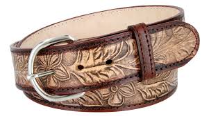 We offer three types of hand tooling. Western Tooled Floral Pattern Casual Leather Belt Brown